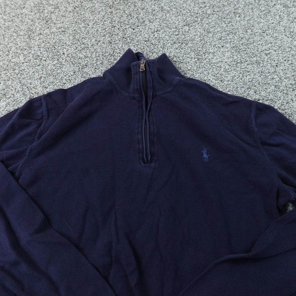 Polo Ralph Lauren Sweater Mens M Blue 1/4 Zip Pony Logo Knit Pullover Sweatshirt